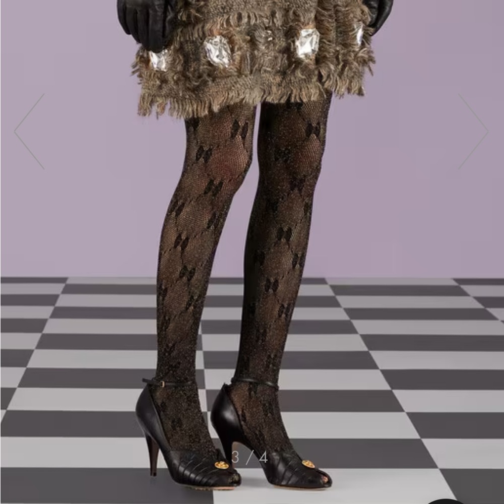Gucci GG Knit tights stockings black / gold - size Large